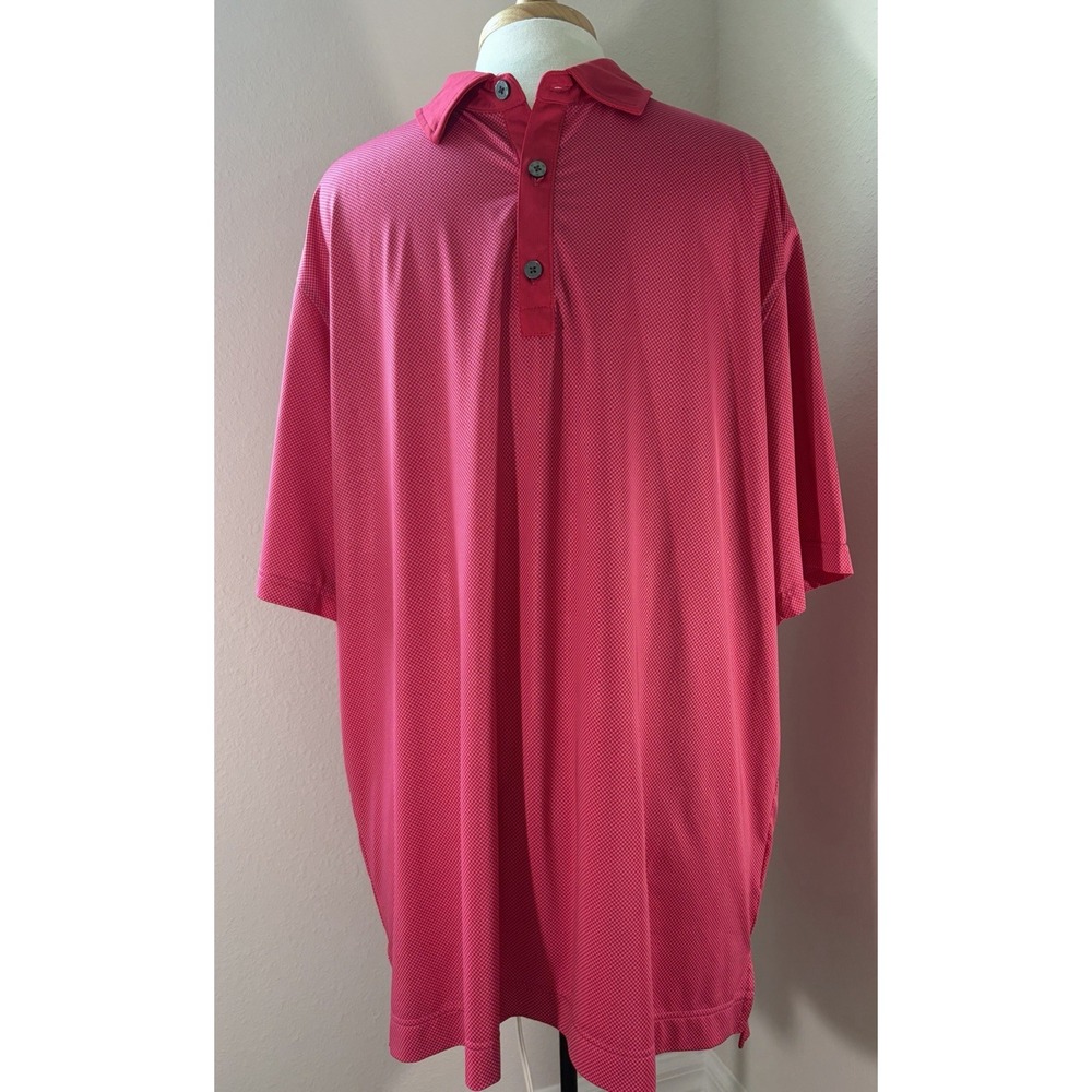FootJoy Men's L Pink Check Polyester Short Sleeve Polo Golf Shirt Logo